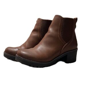 Brown Synthetic Leather Chelsea Boots